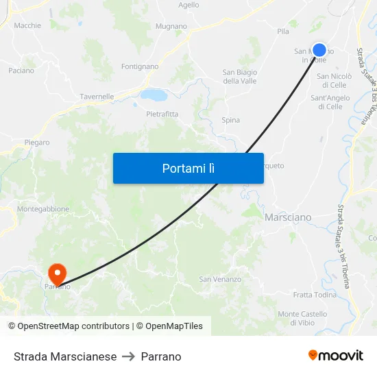 Strada Marscianese to Parrano map