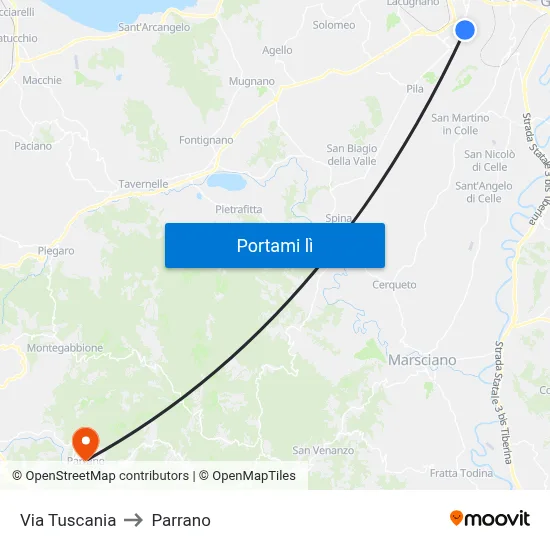 Via Tuscania to Parrano map