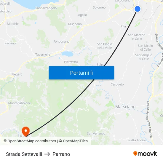 Strada Settevalli to Parrano map
