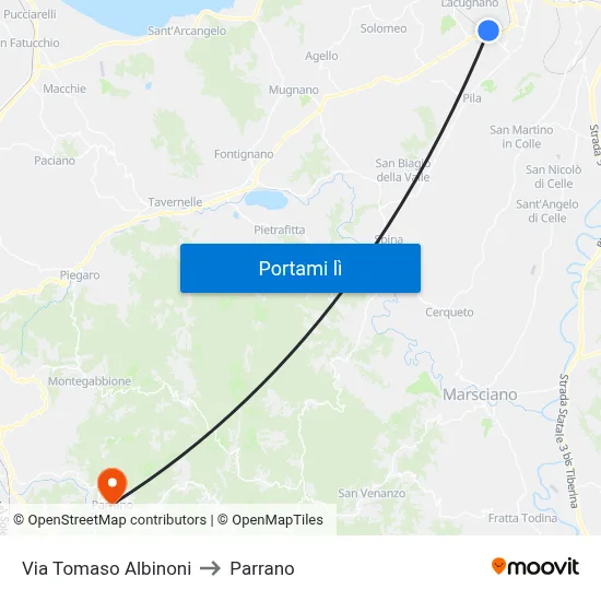 Via Tomaso Albinoni to Parrano map