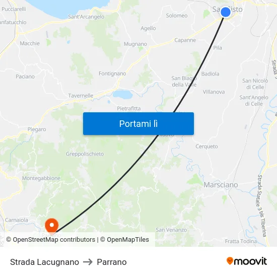 Strada Lacugnano to Parrano map