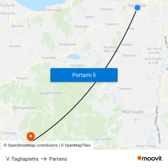 V. Tagliapietra to Parrano map