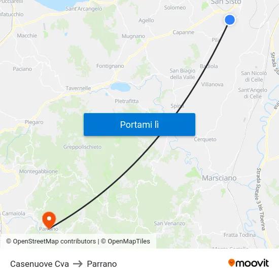 Casenuove Cva to Parrano map