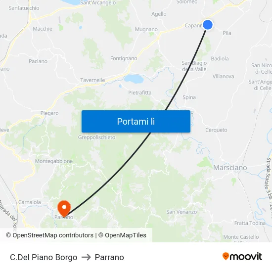 C.Del Piano Borgo to Parrano map