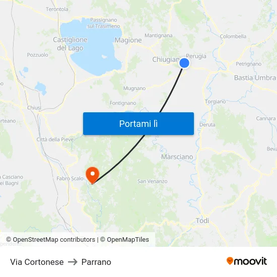 Via Cortonese to Parrano map