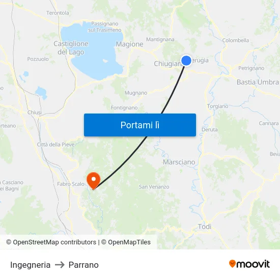 Ingegneria to Parrano map