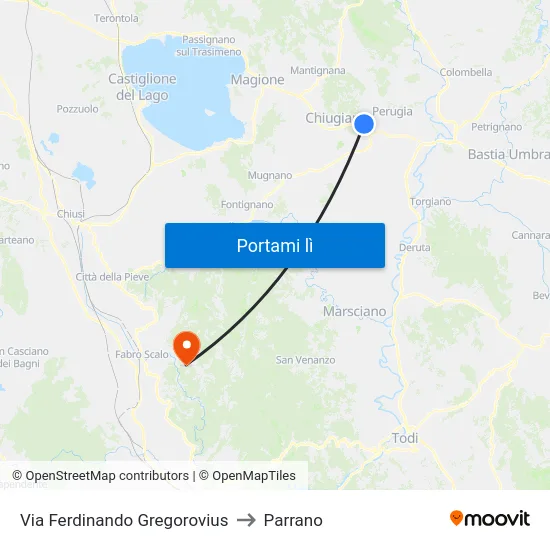Via Ferdinando Gregorovius to Parrano map