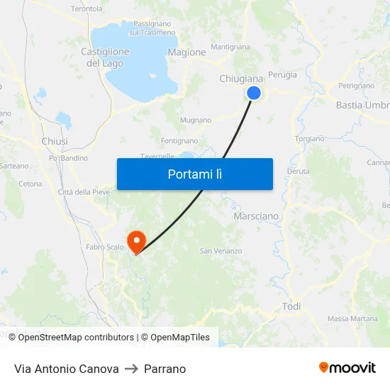 Via Antonio Canova to Parrano map