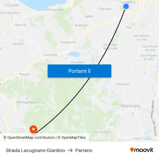 Strada Lacugnano-Giardino to Parrano map