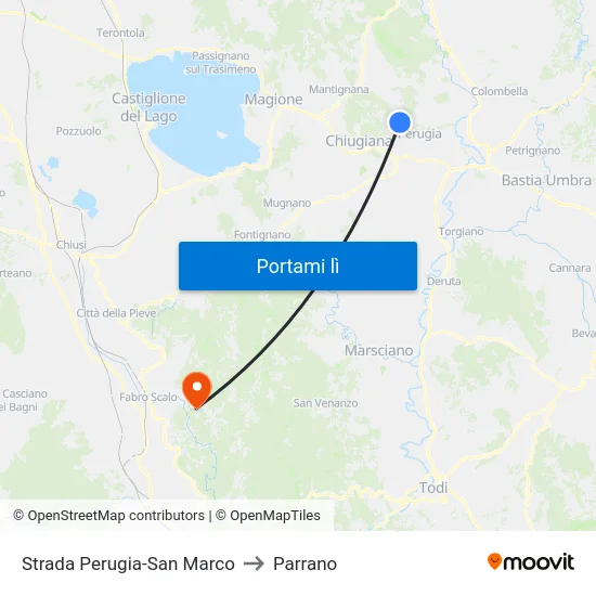 Strada Perugia-San Marco to Parrano map