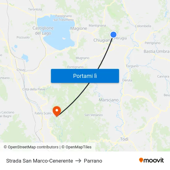 Strada San Marco-Cenerente to Parrano map
