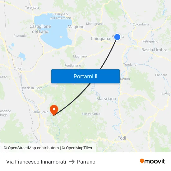 Via Francesco Innamorati to Parrano map