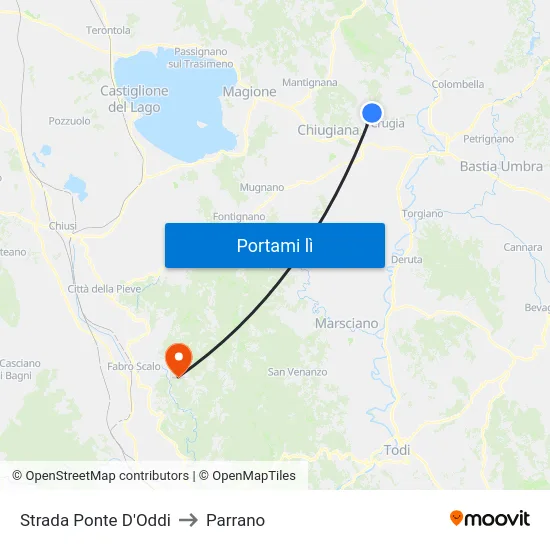 Strada Ponte D'Oddi to Parrano map