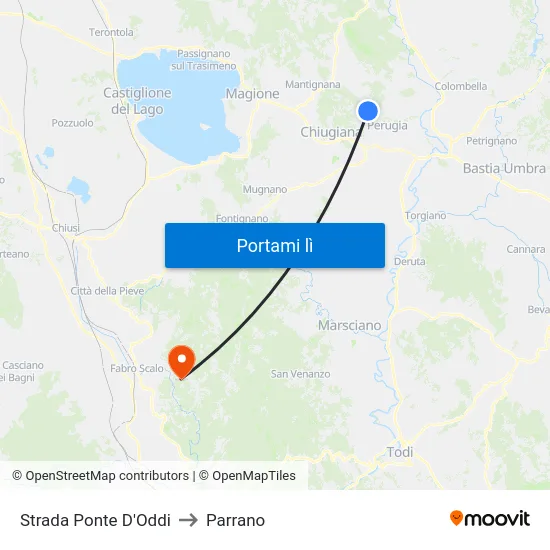 Strada Ponte D'Oddi to Parrano map