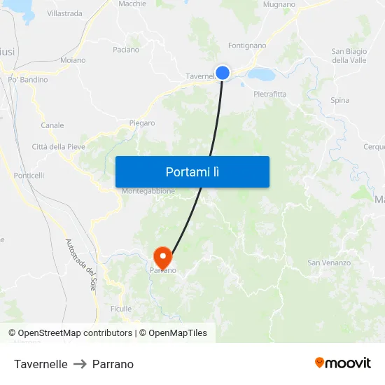 Tavernelle to Parrano map