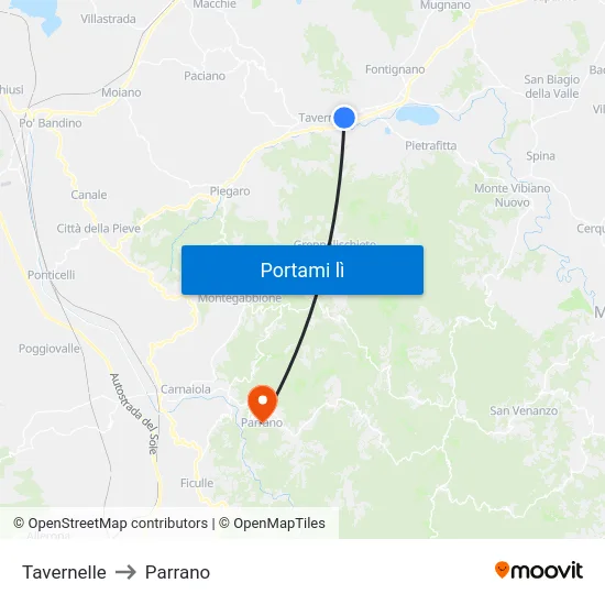 Tavernelle to Parrano map