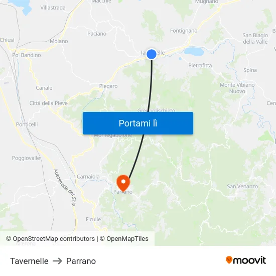 Tavernelle to Parrano map