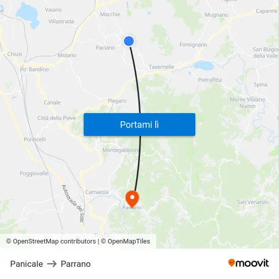 Panicale to Parrano map