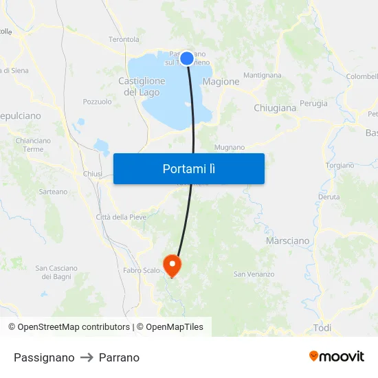 Passignano to Parrano map