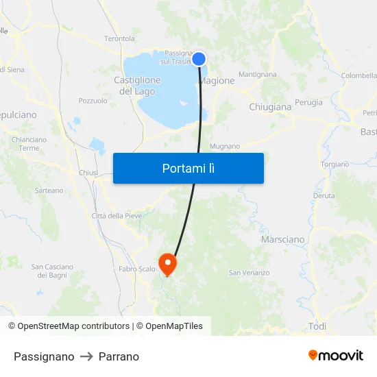Passignano to Parrano map