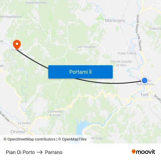 Pian Di Porto to Parrano map