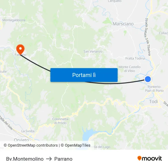 Bv.Montemolino to Parrano map