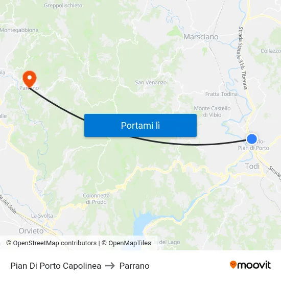 Pian Di Porto Capolinea to Parrano map