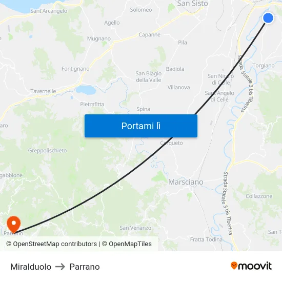 Miralduolo to Parrano map