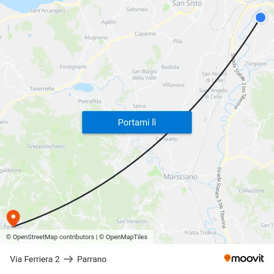 Via Ferriera 2 to Parrano map