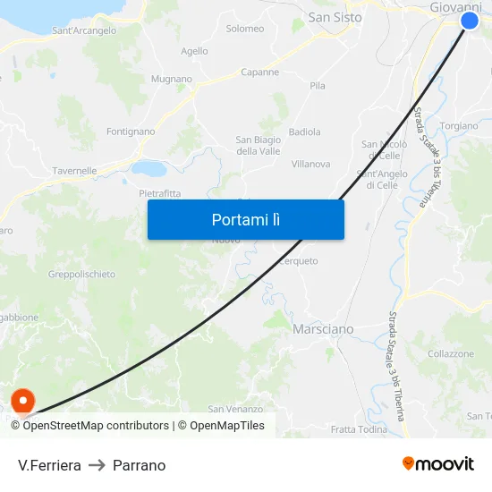 V.Ferriera to Parrano map