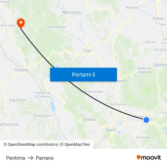 Pentima to Parrano map
