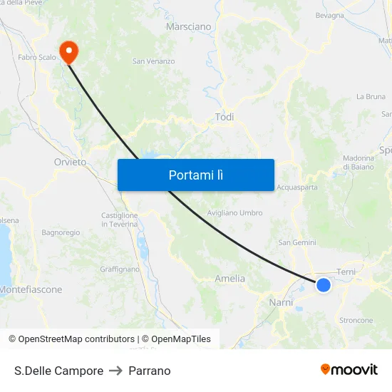 S.Delle Campore to Parrano map