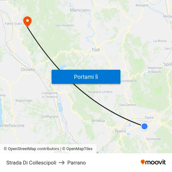 Strada Di Collescipoli to Parrano map