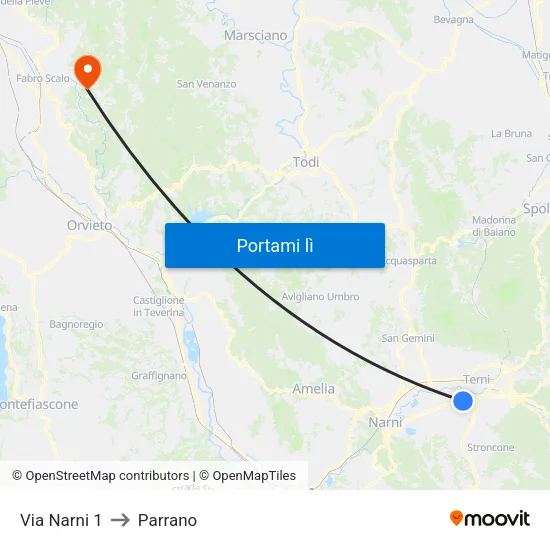Via Narni 1 to Parrano map