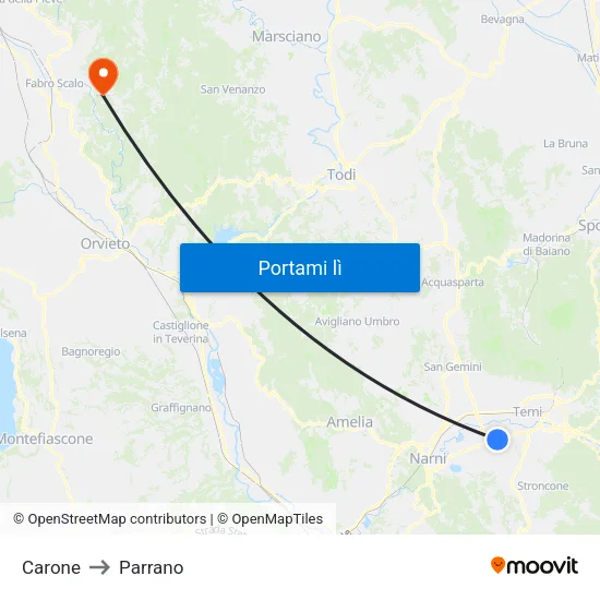 Carone to Parrano map