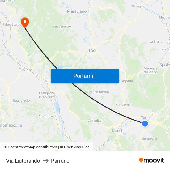 Via Liutprando to Parrano map