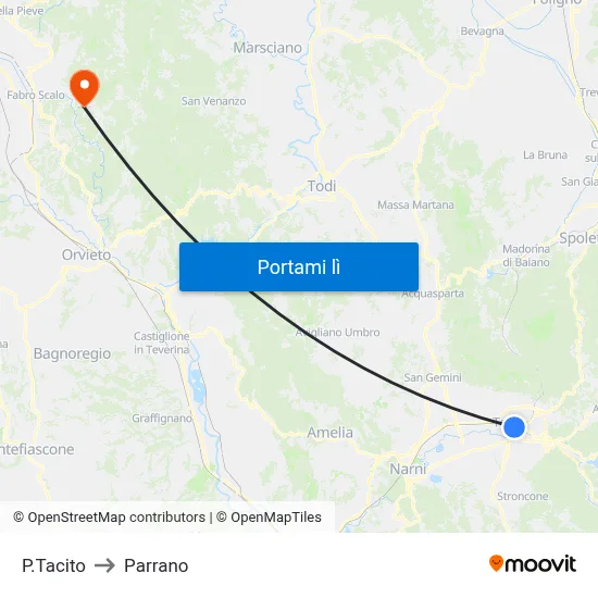 P.Tacito to Parrano map