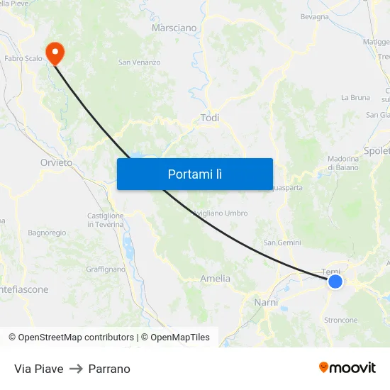 Via Piave to Parrano map
