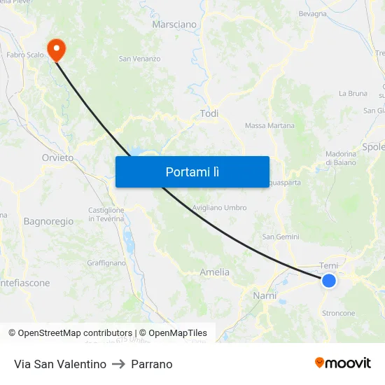 Via San Valentino to Parrano map