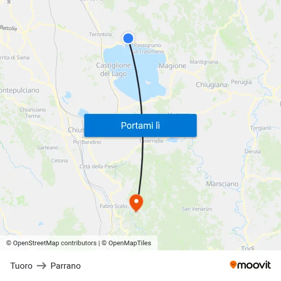 Tuoro to Parrano map