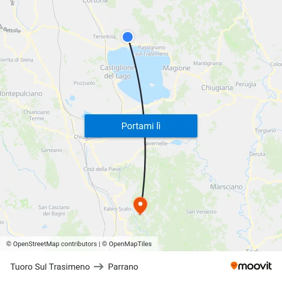 Tuoro Sul Trasimeno to Parrano map