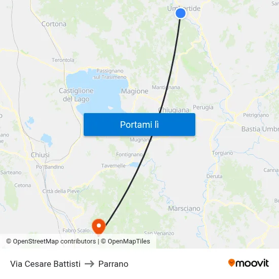 Via Cesare Battisti to Parrano map