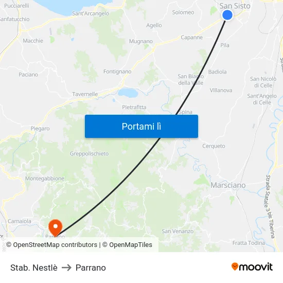 Stab. Nestlè to Parrano map