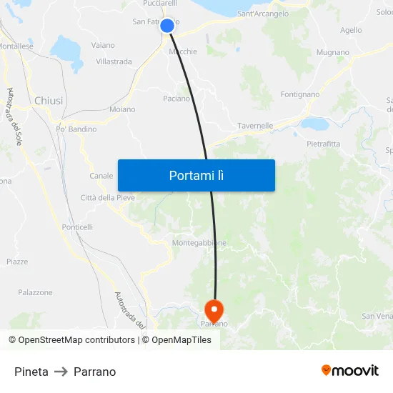 Pineta to Parrano map