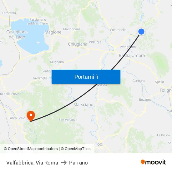 Valfabbrica, Via Roma to Parrano map