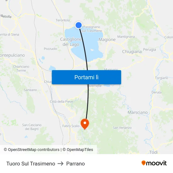 Tuoro Sul Trasimeno to Parrano map