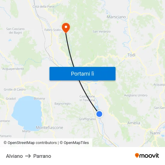 Alviano to Parrano map