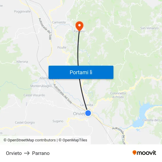 Orvieto to Parrano map