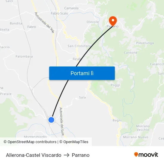 Allerona-Castel Viscardo to Parrano map