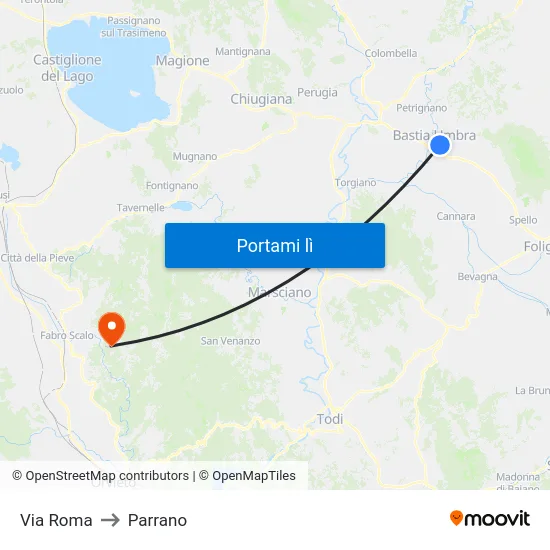 Via Roma to Parrano map
